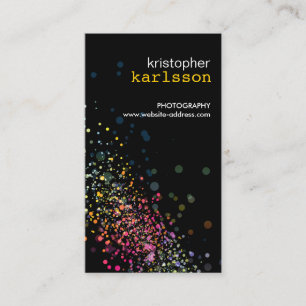 Carte De Visite Confetti Bokeh couleur moderne Vertical noir
