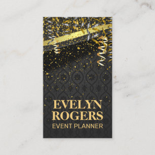 Carte De Visite Confetti de poussière d'or   Metallic Ornate Arriè