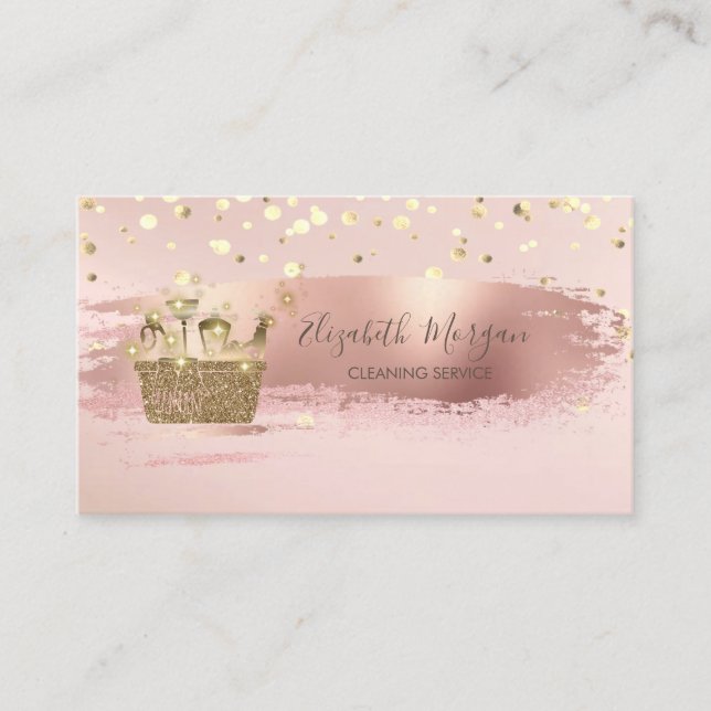 Carte De Visite Confetti d'or, Outils de nettoyage des Parties sci (Devant)
