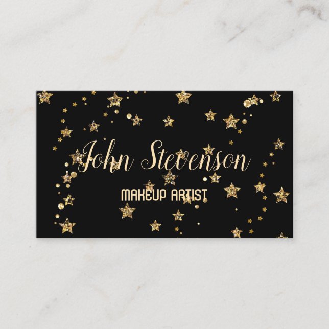 Carte De Visite Confetti étoiles dorées parties scintillant brilla (Devant)