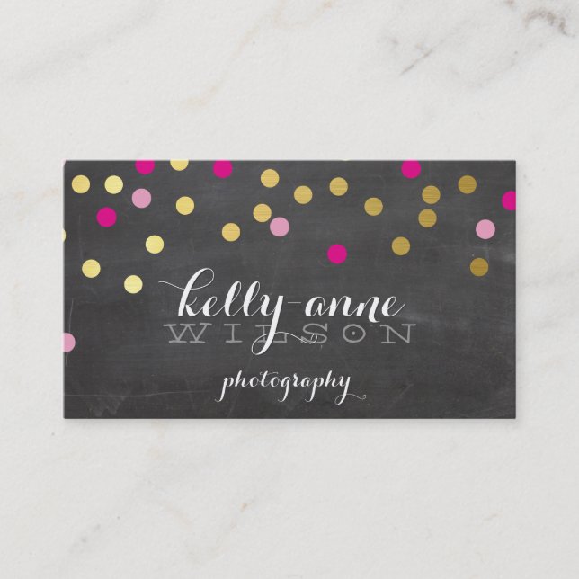 Carte De Visite CONFETTI GLAMOROUS joli tableau rose or (Devant)
