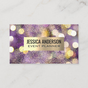 Carte De Visite Confetti   Métallique brossé d'or   Bokeh