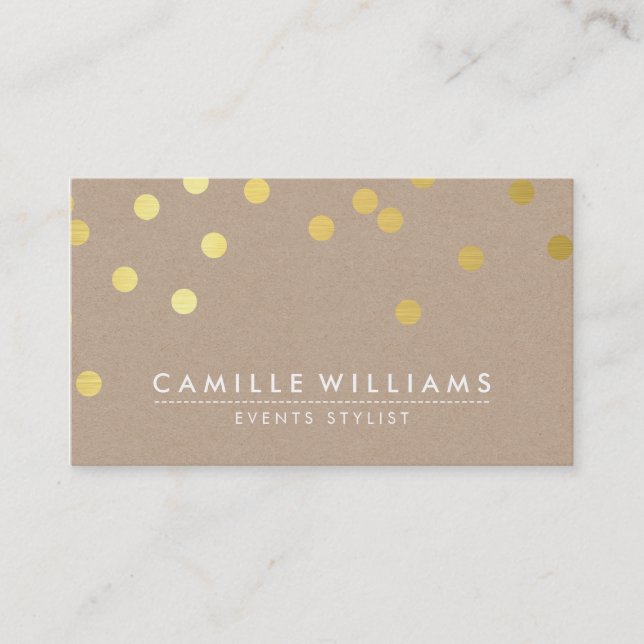 Carte De Visite CONFETTI moderne mignon point motif feuille d'or k (Devant)