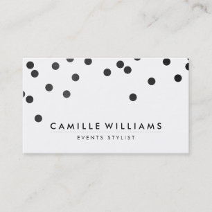 Carte De Visite CONFETTI moderne mignon pois motif noir blanc