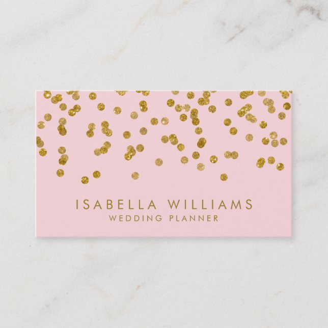 Carte de visite Confetti Pink & Gold (Devant)