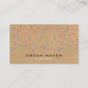 Carte De Visite Confettis Arc-en-ciel Kraft Rustique
