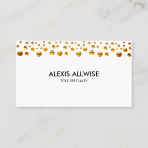 Carte De Visite Confettis dorés élégants sur fond blanc