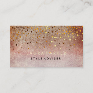 Carte De Visite Confettis oranges roses subtils de Faux de parties