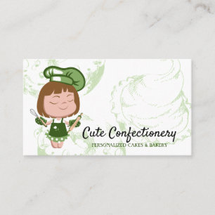 Carte De Visite Confiserie verte Boulangère fille mignonne