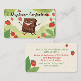 Carte De Visite confitures de fraise trempée recouvertes de chocol