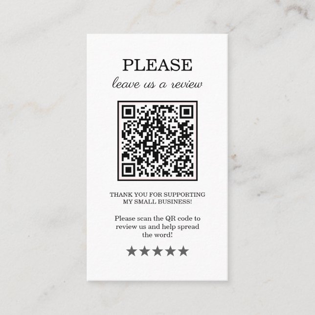 Carte De Visite Congé aux petites entreprises - Examen (Devant)