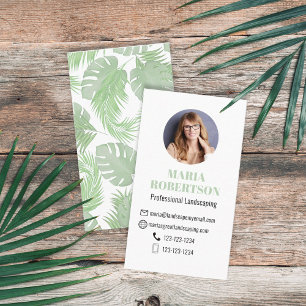 Carte De Visite Connect with Me QR Code Social Media Palm Leaves