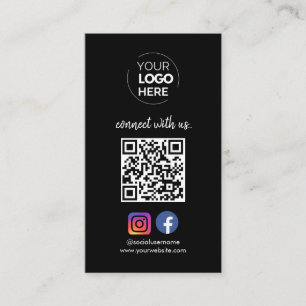 Carte De Visite Connect with   Média social QR Code noir