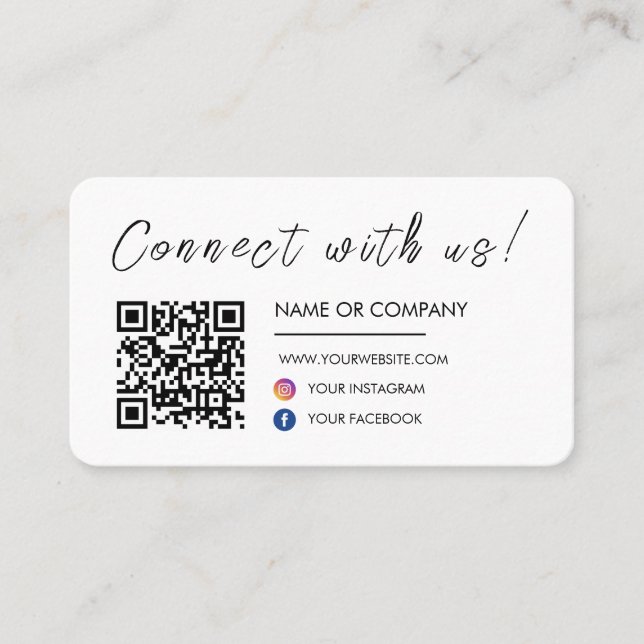 Carte De Visite Connectez-vous à notre site Qr Code Social Media W (Devant)