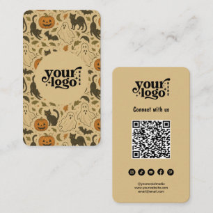 Carte De Visite Connectez-vous à nous QR Code Retro Halloween Éffr