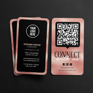 Carte De Visite Connectez-vous à nous QR Code Social Media Rose Go
