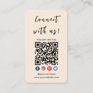Carte De Visite Connectez-Vous À Us Qr Code Social Media Terracott