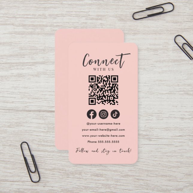 Carte De Visite Connectez-Vous Aux Médias Sociaux Américains - Cod (Devant/Arrière en situation)