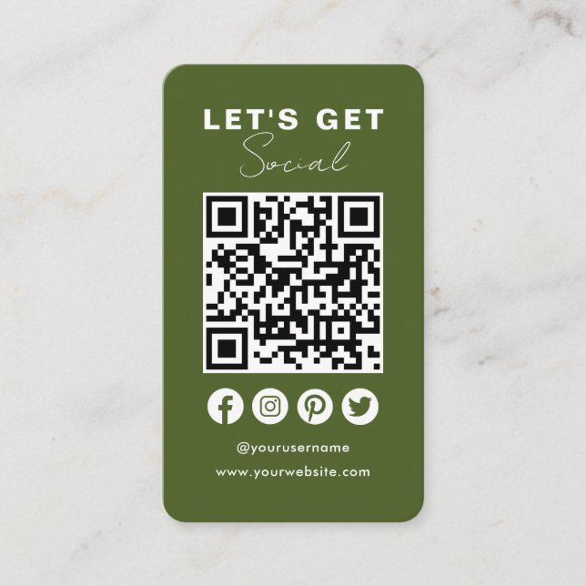 Carte De Visite Connectez-Vous Aux Médias Sociaux Américains QR Co (Devant)