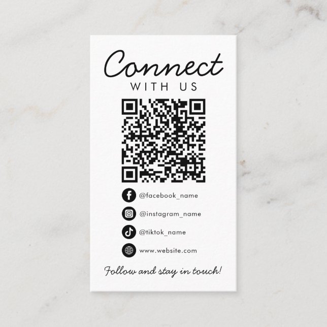 Carte De Visite Connectez-vous aux médias sociaux américains QR Co (Devant)