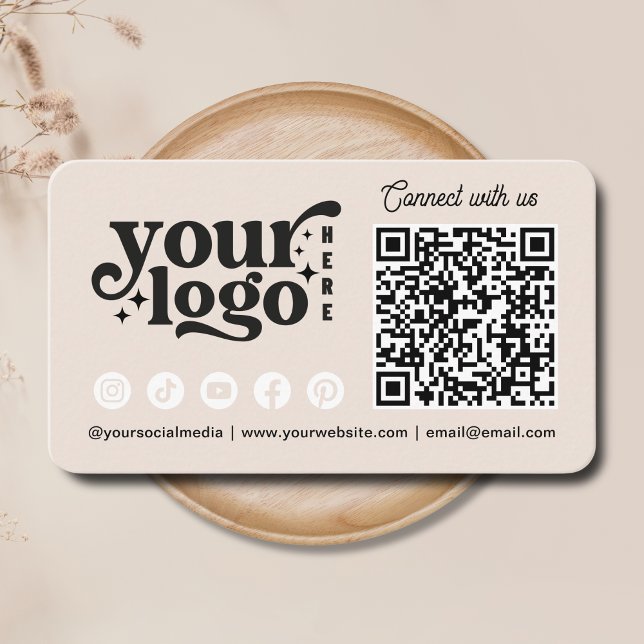Carte De Visite Connectez-Vous Aux Médias Sociaux Américains QR Co (Connect With Us Social Media QR Code Business Business Card)
