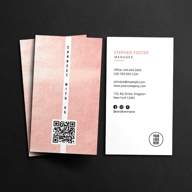 Carte De Visite Connectez-vous aux médias sociaux américains QR Co (Créateur téléchargé)