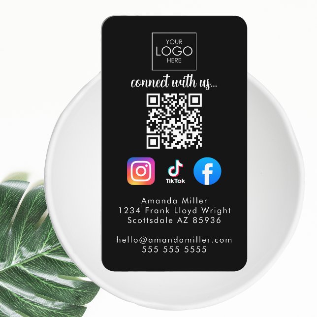 Carte De Visite Connectez-vous aux médias sociaux modernes QR Code (Créateur téléchargé)