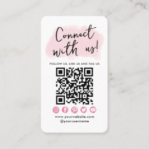 Carte De Visite Connectez-vous aux médias sociaux rose QR Code mod