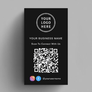 Carte De Visite Connectez-vous avec le logo US QR Code noir