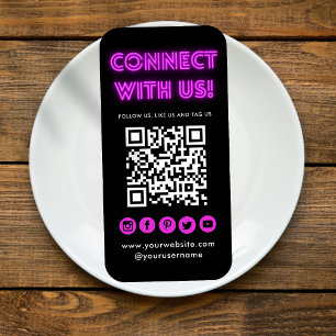 Carte De Visite Connectez-vous avec nous Black QR Code Social Medi