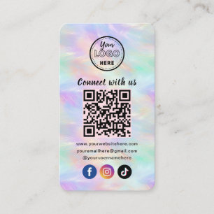 Carte De Visite Connectez-Vous Avec Nous Iridescente Opal Code QR 