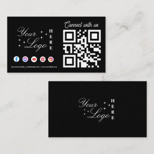 Carte De Visite Connectez-vous avec nous médias sociaux noir QR Co