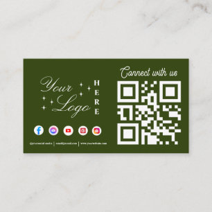 Carte De Visite Connectez-vous avec nous médias sociaux vert QR Co