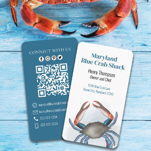 Carte De Visite Connectez-vous avec nous   QR Code Crabe bleu Mer 