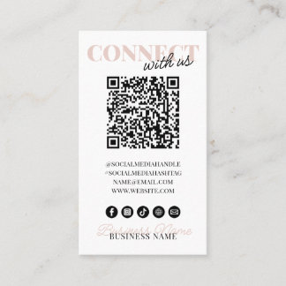 Carte De Visite Connectez-vous avec nous QR Code Modern Pink Scrip