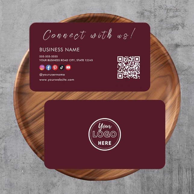 Carte De Visite Connectez-vous avec nous Qr Code Social Media Bour (Créateur téléchargé)