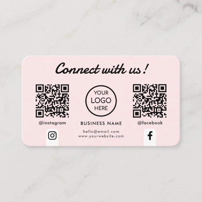 Carte De Visite Connectez-vous avec nous Social Media Double QR Co (Devant)
