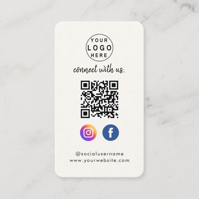 Carte De Visite Connectez-vous avec nous | Social Media QR Code Cr (Devant)