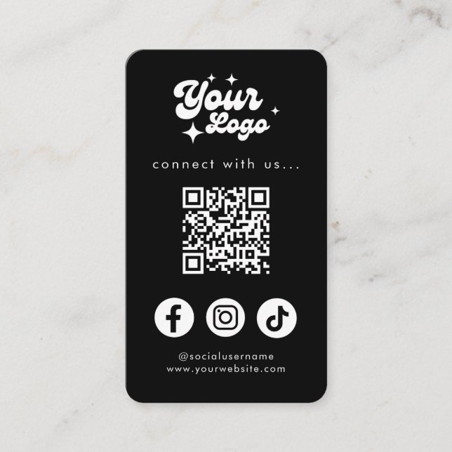 Carte De Visite Connectez-vous avec nous Social Media QR Code noir (Devant)