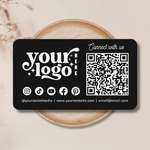 Carte De Visite Connectez-vous avec nous Social Media QR Code noir