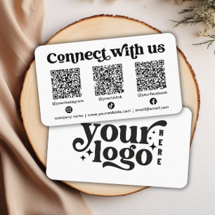 Carte De Visite Connectez-vous avec nous Social Media QR White Bus
