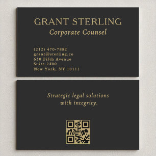 Carte De Visite Conseil d'entreprise Code QR minimal Black Gold