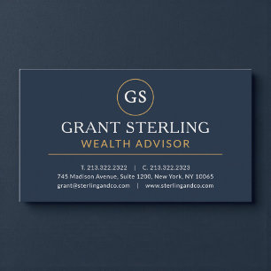Carte De Visite Conseiller en patrimoine Bleu marine Or Luxe