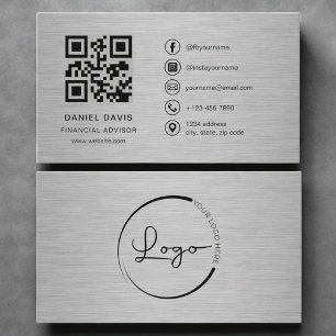Carte De Visite Conseiller financier Code QR métal