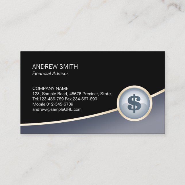 Carte De Visite Conseiller financier Finance Dollar Icon Business  (Devant)