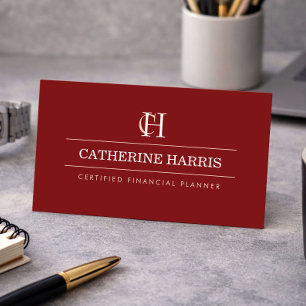Carte De Visite Conseiller financier Monogramme Professionnel Roug
