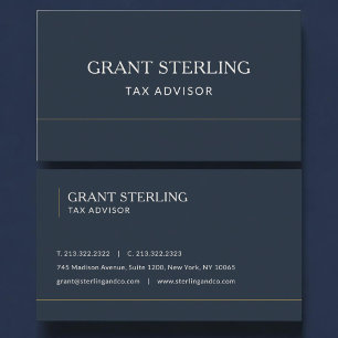 Carte De Visite Conseiller fiscal bleu marine professionnel