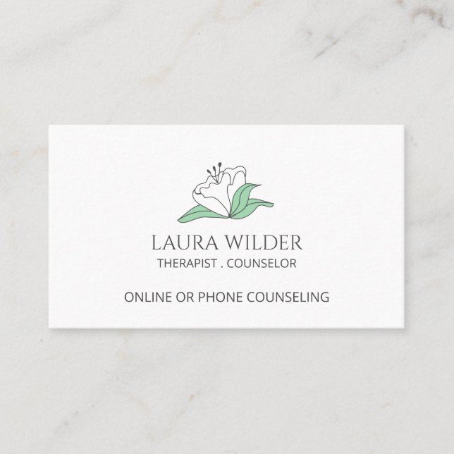 Carte De Visite Conseiller Thérapeutique Fleur Blanche Par Télépho (Devant)