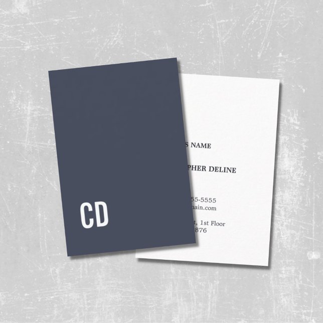 Carte De Visite Conseillère en monogramme blanc bleu élegant (Créateur téléchargé)