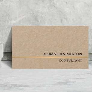 Carte De Visite Conseillère minimale élégante Kraft Faux Gold Line